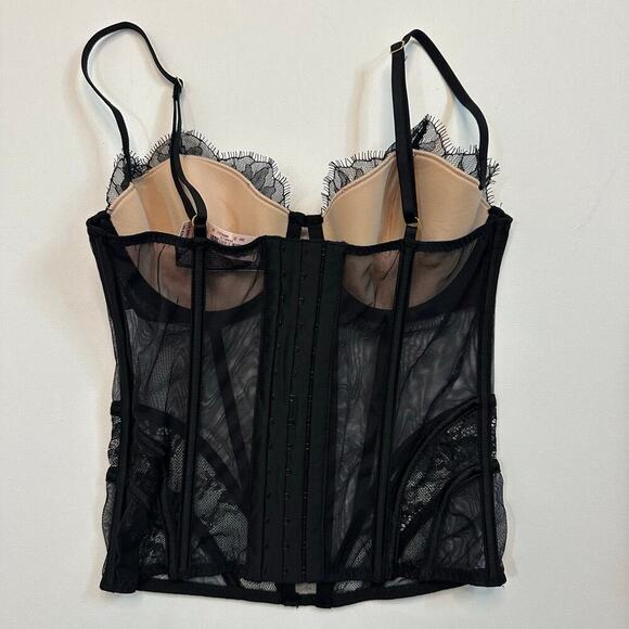 Victoria’s Secret Black Mesh and Lace Bustier 34C - Picture 4 of 7